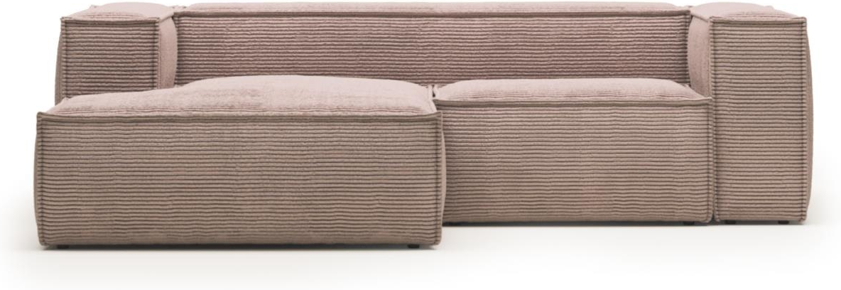 Chaiselong sofa venstrevendt Kave Home Blok pink fløjl vintage nordisk 240x174cm