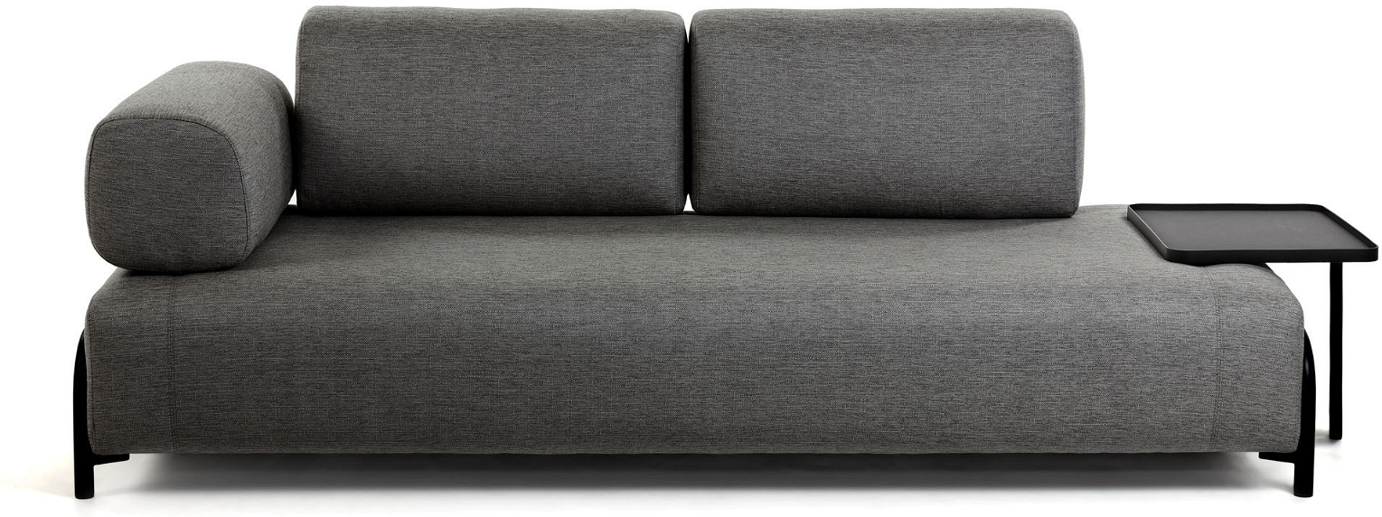 3-personers polstret stofsofa Kave Home Compo mørkegrå nordisk design aftageligt ryglæn