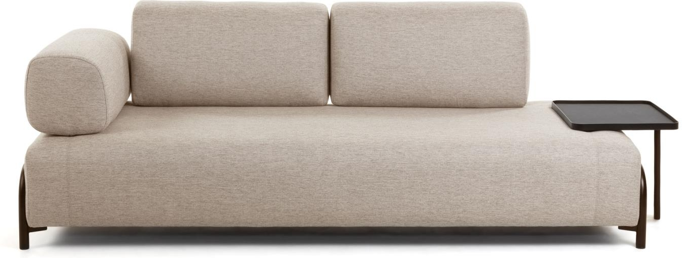 3-personers sofa Kave Home Compo beige polstret stof nordisk design med integreret sidebakke bæredygtig EU-fremstillet