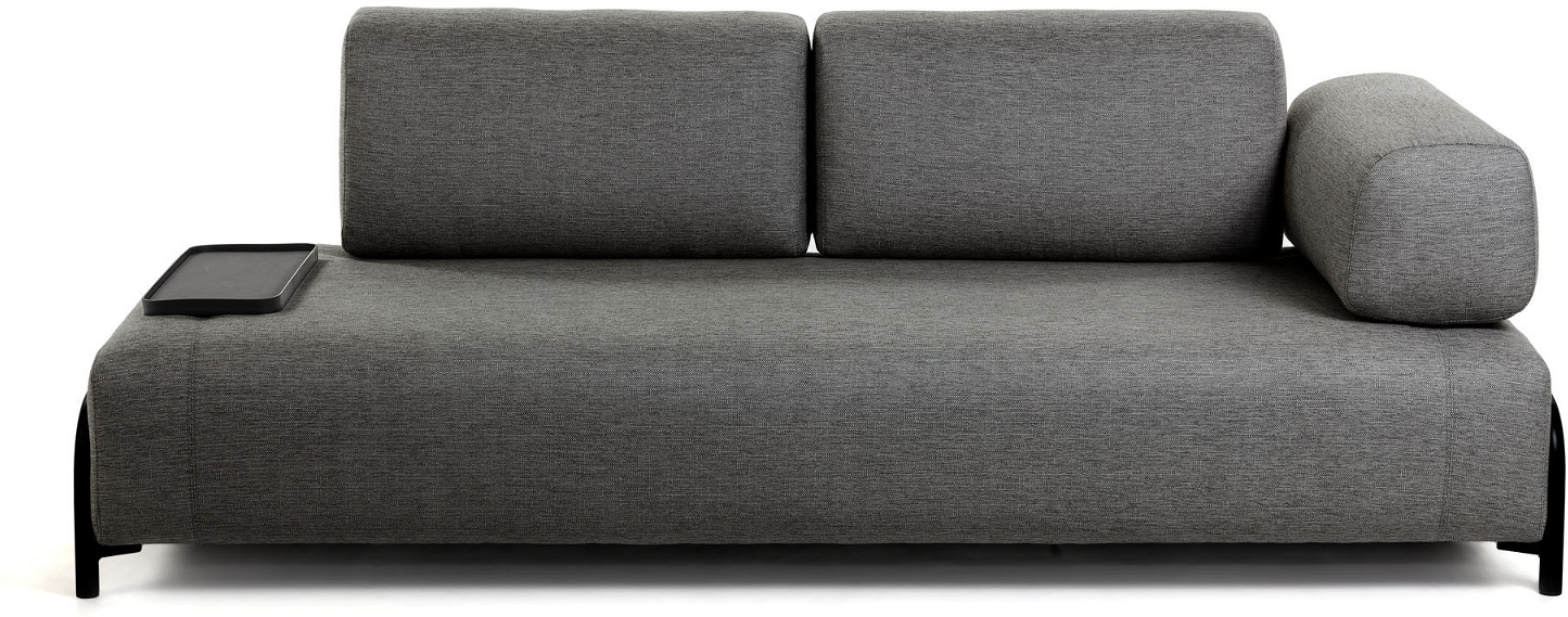 3-personers sofa Kave Home Compo i sort polstret stof med højre armlæn