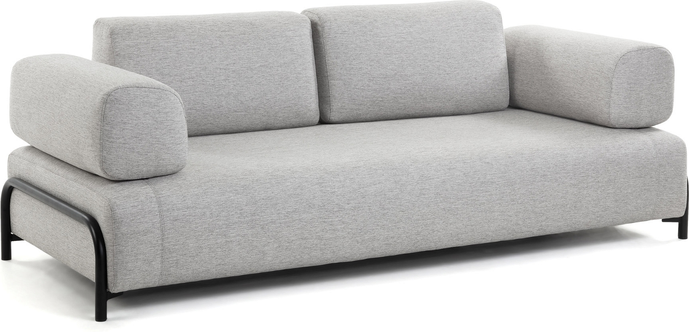 3-personers sofa Kave Home Compo polstret grå stof nordisk design B232xD98xH82 cm