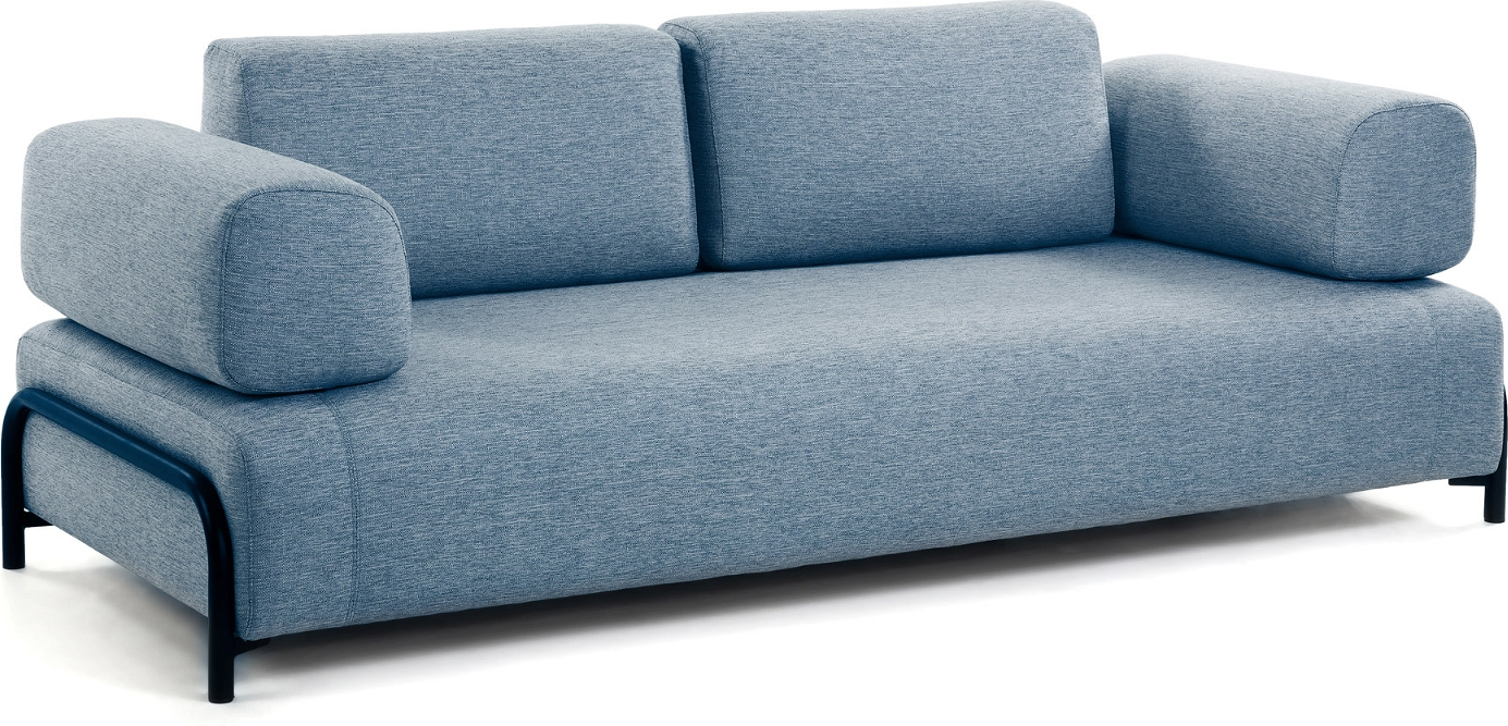 3-personers sofa Kave Home Compo blå stof  -  moderne nordisk design, aftageligt betræk, pletafvisende