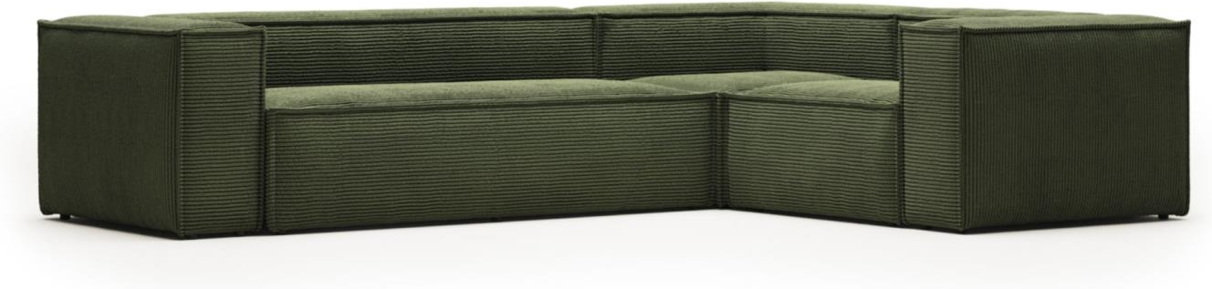 Hjørnesofa Kave Home Blok grøn corduroy modulsofa i skandinavisk vintage design 320x230 cm