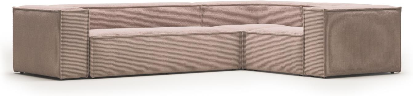 Hjørnesofa Kave Home Blok modulær fløjl lyserød 230x320 cm