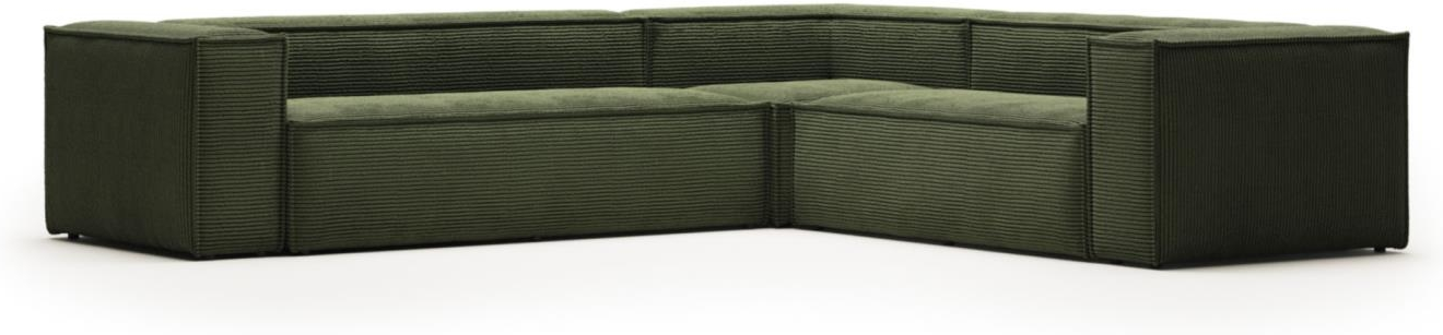 Hjørnesofa modulsofa Kave Home Blok i grønt corduroystof H69x290/320 cm