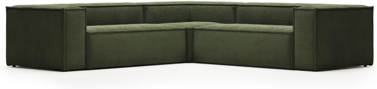 Hjørnesofa Kave Home Blok grøn corduroy 4-personers sofa 290x290 cm