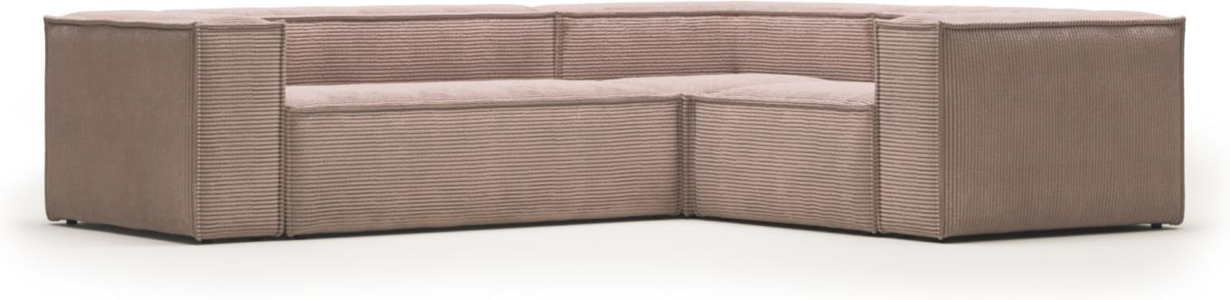 Hjørnesofa Kave Home Blok lyserød ribcord stof modulsofa 290Ã230 cm nordisk vintage