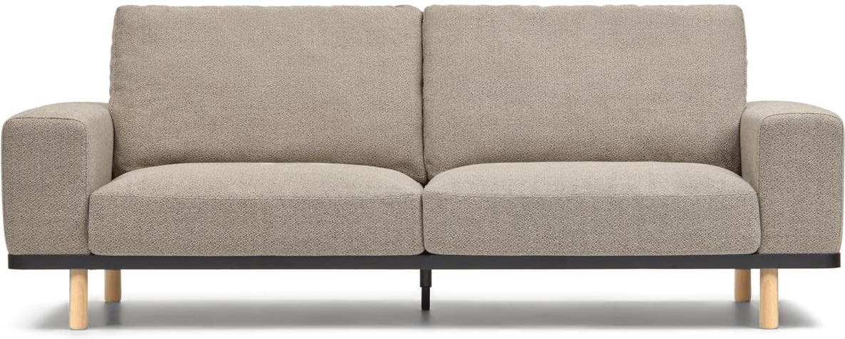 3-personers sofa Kave Home Noa, bæredygtig beige stofsofa med aftageligt betræk og bøgetræsben