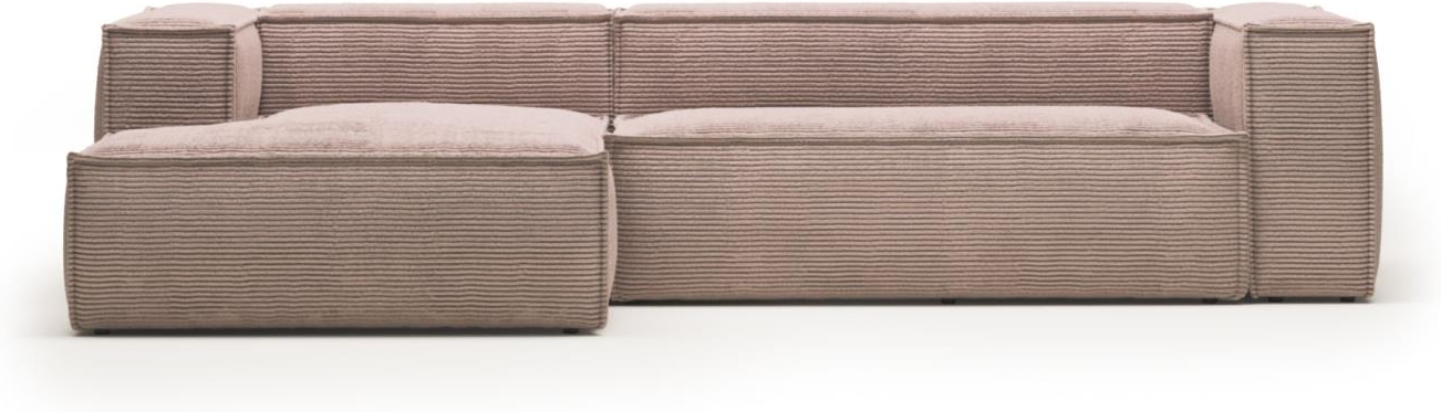 Chaiselong sofa venstrevendt Kave Home Blok i lyserødt fløjl
