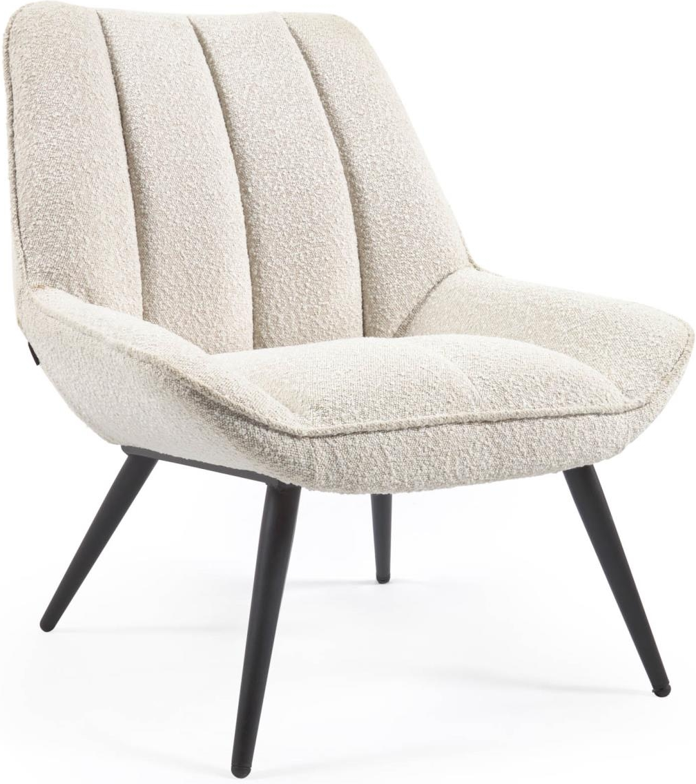 Lænestol Kave Home Marlina nordisk moderne hvidt stof sorte ben 86x74x77 cm
