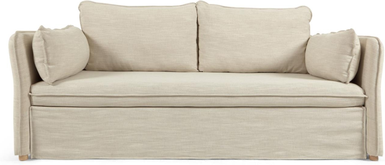 Sovesofa Kave Home Tanit 3-personers lys beige hørstof i moderne nordisk design med skum-madras og aftageligt betræk