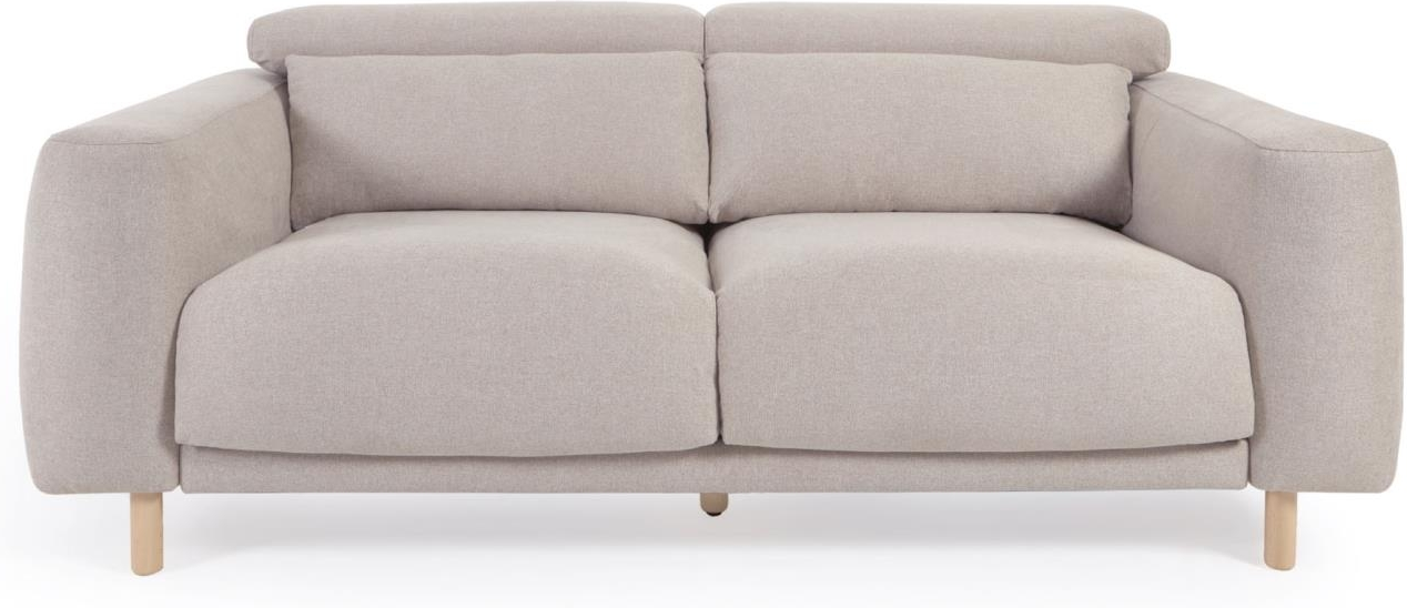 3-Personers Sofa Kave Home Singa Beige Nordisk Moderne Design Polstret Stof Aftagelige Puder Justerbare Nakkestøtter