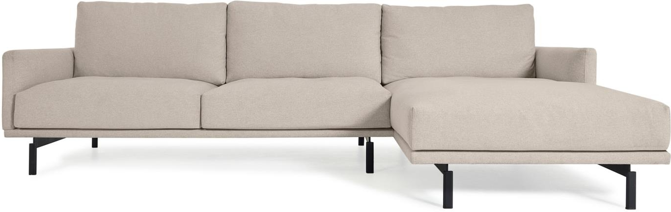 3-personers chaiselong sofa Kave Home Galene nordisk design polstret med duneffekt genanvendt PET beige højrevendt