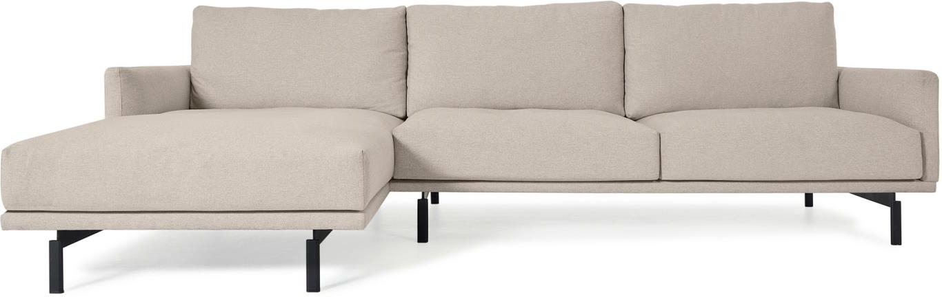 3-personers chaiselong sofa Kave Home Galene moderne nordisk beige polstret genbrugs-PET metalben
