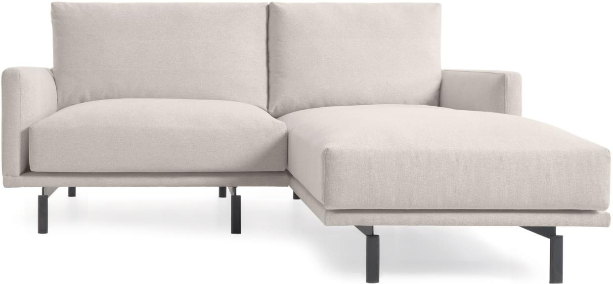 2-personers chaiselong sofa Kave Home Galene polstret beige stof med sorte metalben højrevendt