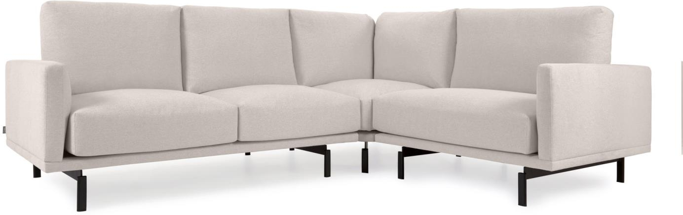 Hjørnesofa Kave Home Galene beige polstret nordisk design i genbrugs-PET med aftagelige betræk H94ÃB267ÃL207 cm