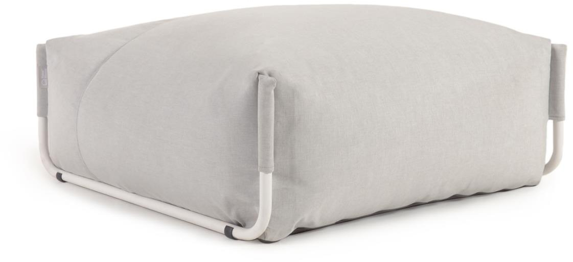 Modulpuf Kave Home Square  -  udendørs grå stof og aluminiumsramme 101Ã101Ã35 cm