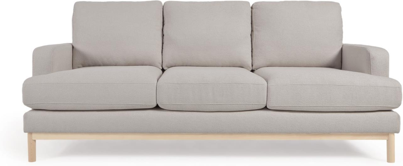 3-personers sofa Kave Home Mihaela  -  grå stof, aftagelige betræk, nordisk design, 203x95x88 cm