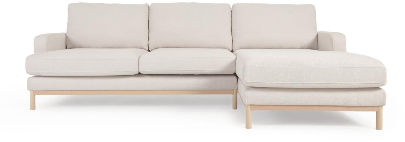 3-personers chaiselong-sofa Kave Home Mihaela højrevendt hvid fleece polstring bæredygtig genanvendt PET 264Ã154Ã88 cm