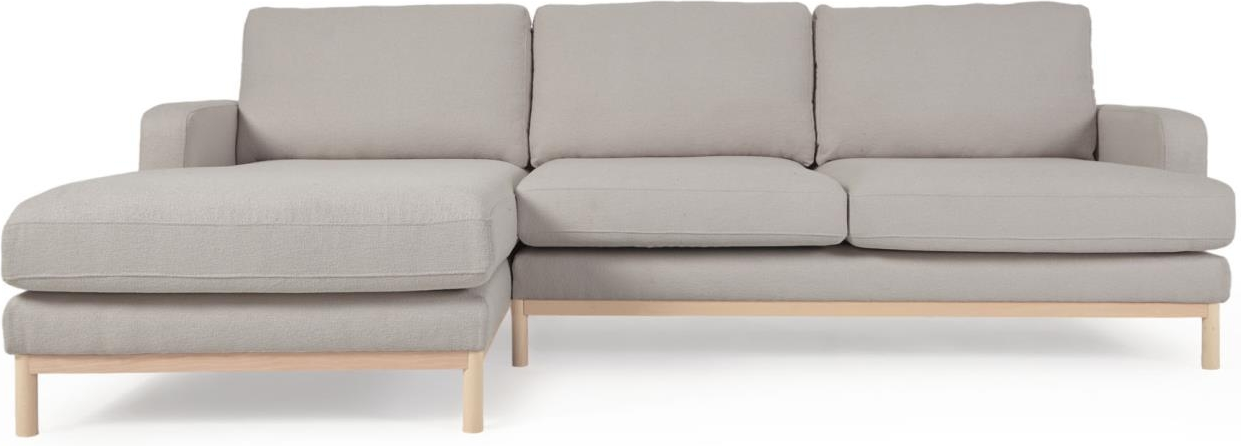 Chaiselong sofa 3-personers venstrevendt Kave Home Mihaela grå bæredygtig mikro-bouclé