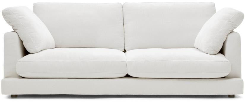3-pers. sofa Kave Home Gala, hvid tekstureret chenille, aftagelige betræk, antibakterielt stof, 210x105x87 cm
