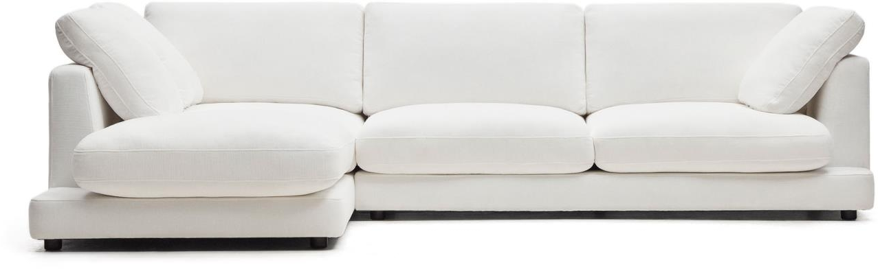 3-personers sofa Kave Home Gala  -  rustik hvid chenille lounge sofa med vendbare betræk og antibakterielt stof