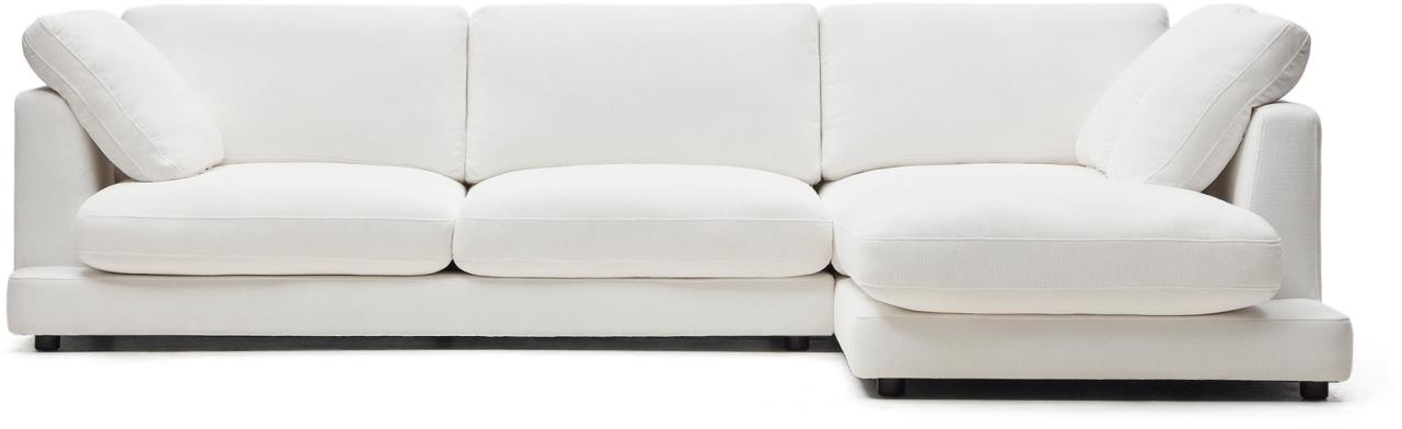 Chaiselong Sofa Kave Home Gala 4-personers  -  Hvid Rustik Lounge, Højrevendt, 300x193x87 cm
