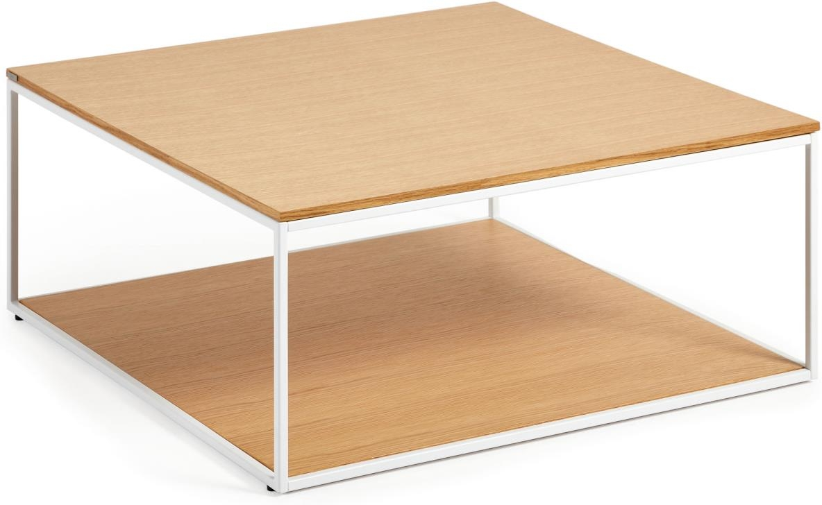 Sofabord Kave Home Yoana 80x80x35 cm natur/hvid egefiner & stålstel