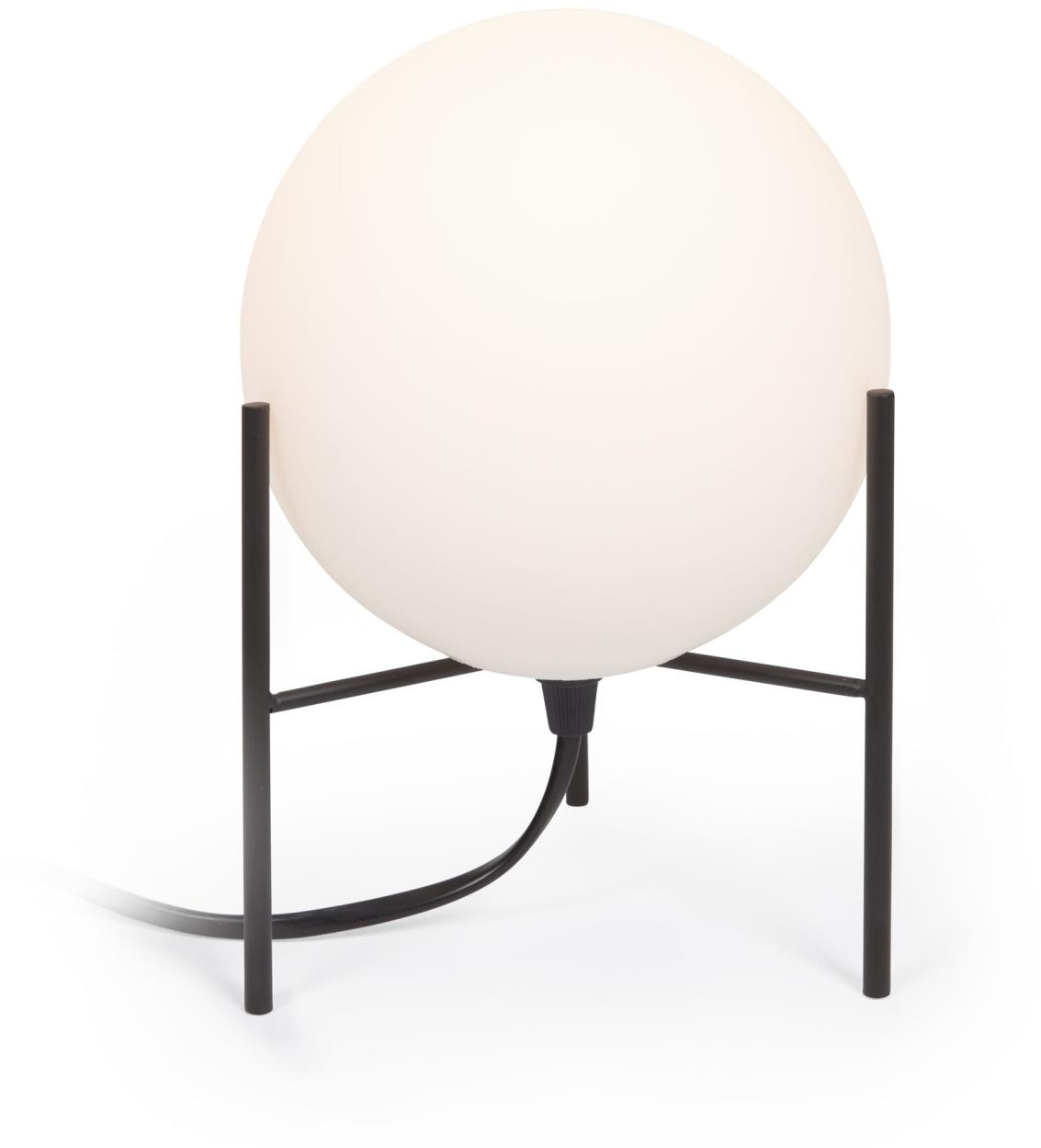 Bordlampe Kave Home Seina  -  sort rustfrit stål & frostet glas Ø15ÃH22 cm