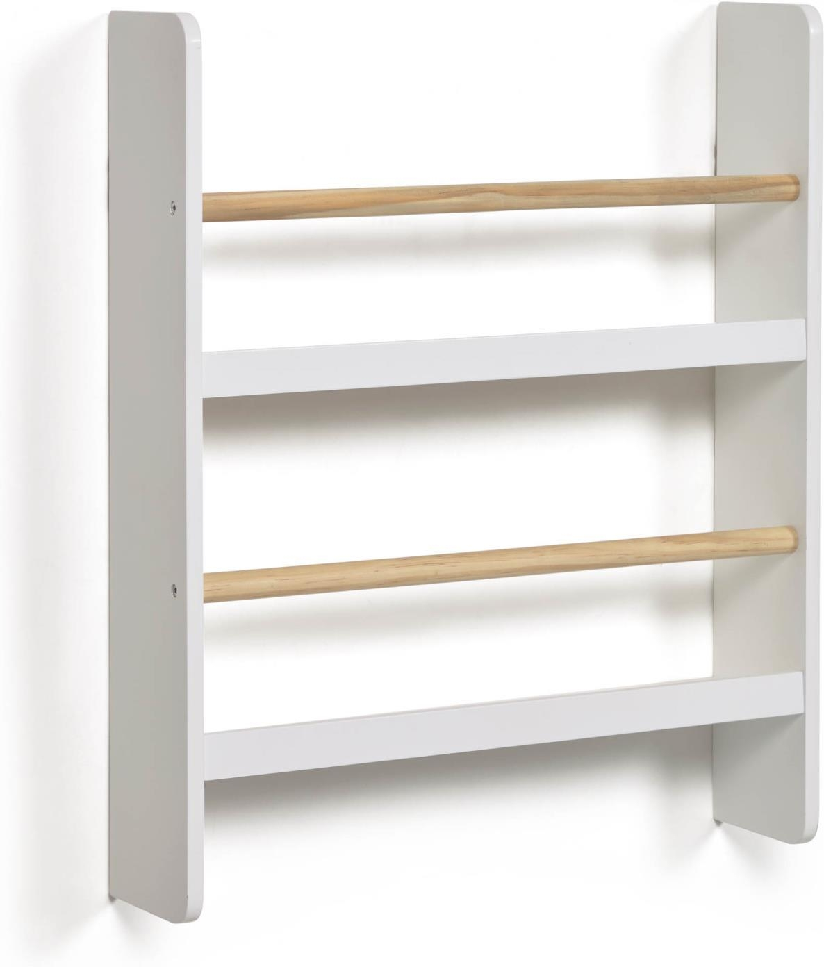 Børnebogreol Kave Home Gopi  -  Hvid væghylde i MDF & fyrretræ 60x12x50 cm