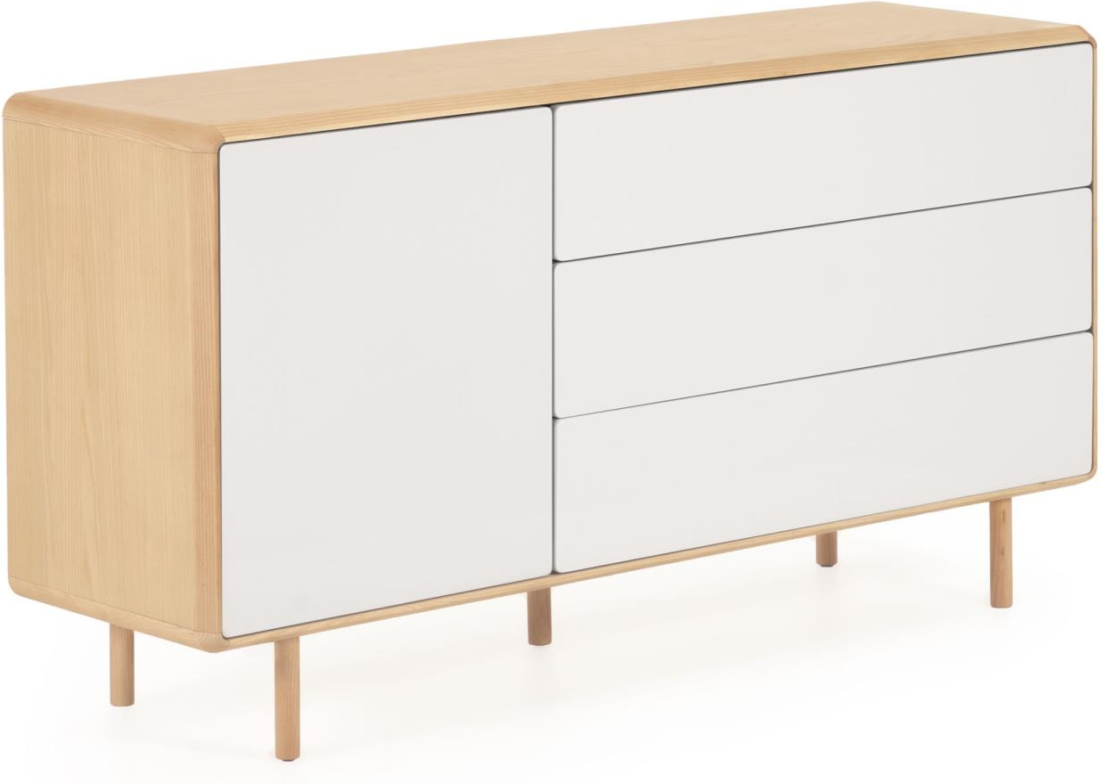 Skænk Kave Home Anielle natur/grå  -  sideboard i askefiner med soft-close og justérbare ben