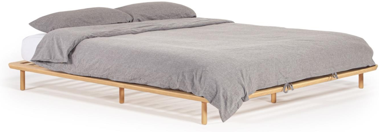 Dobbeltsengramme Kave Home Anielle i massivt asketræ, natur 177Ã210 cm