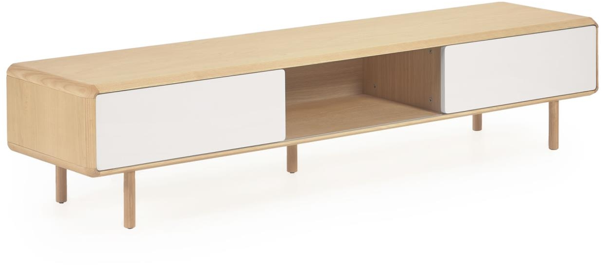 TV-bord Kave Home Anielle i askefinér & asketræ, natur/grå, H41 x B42 x L180 cm