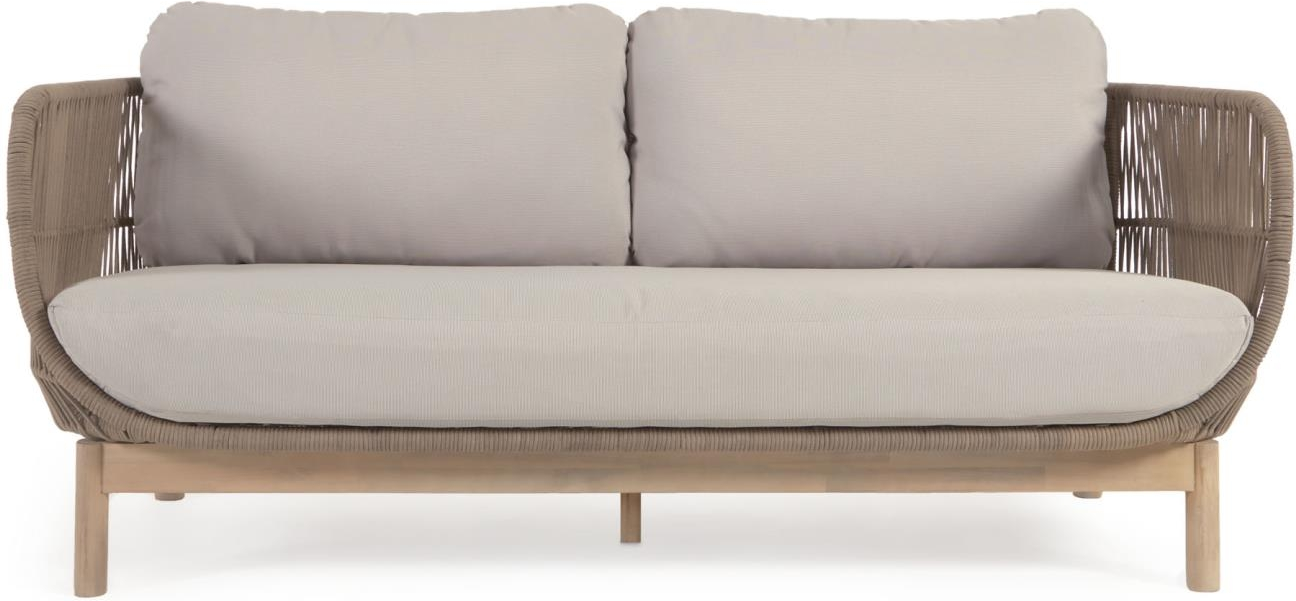 Udendørs 3-personers loungesofa Kave Home Catalina  -  FSC-certificeret akacietræ & aluminium, beige H78xB170xD80 cm