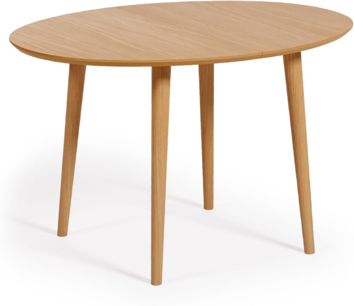 Spisebord med udtræk Kave Home Oqui 120x90 cm op til 8 personer natur egetræ finér nordisk design
