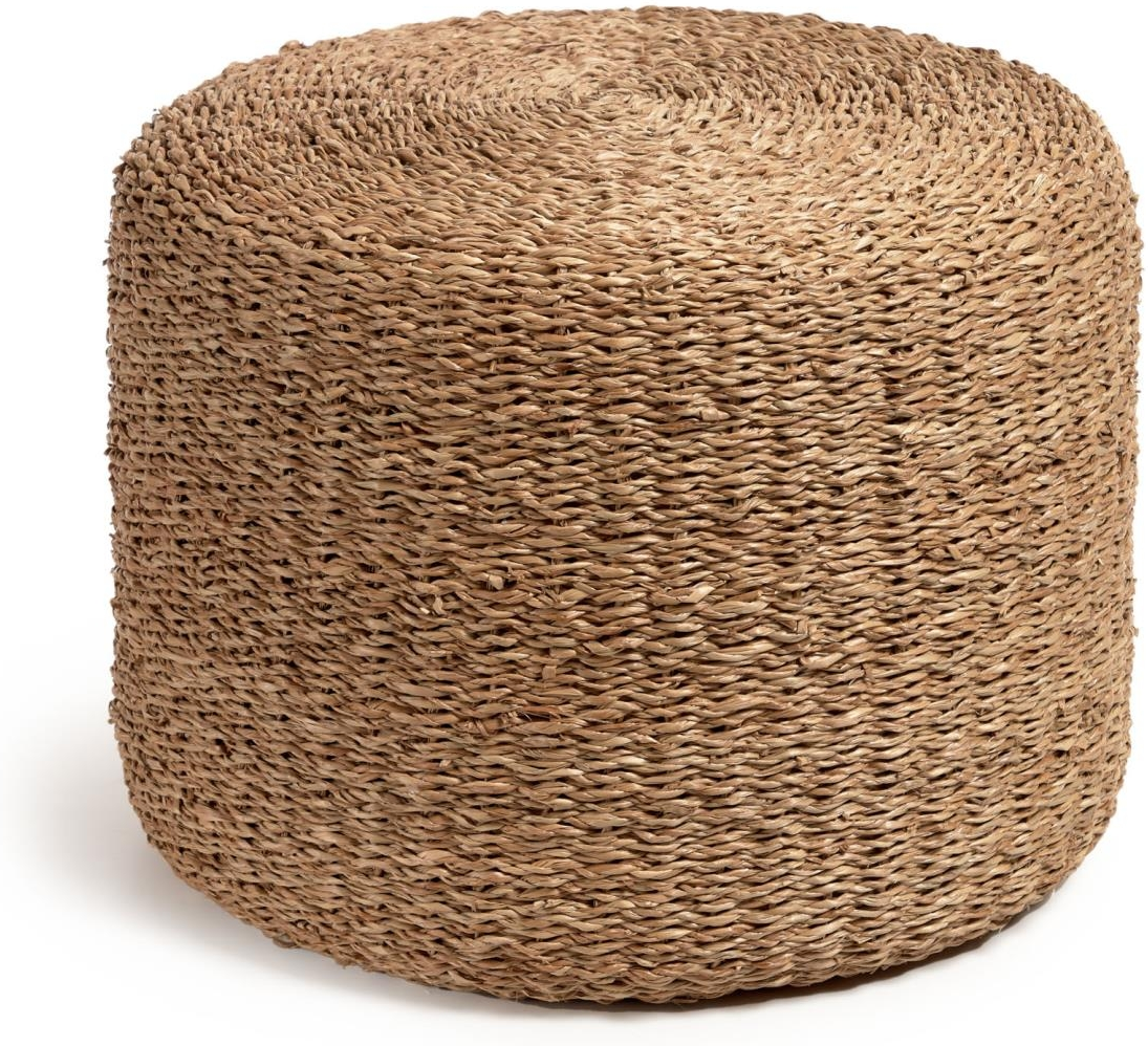 Puff Kave Home Someina - Rustik fodskammel i håndvævet naturfibre Ø40x30 cm