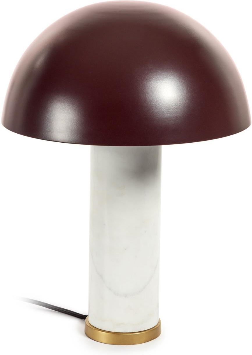 Bordlampe Kave Home Zorione i hvid marmor og brunmalet metal