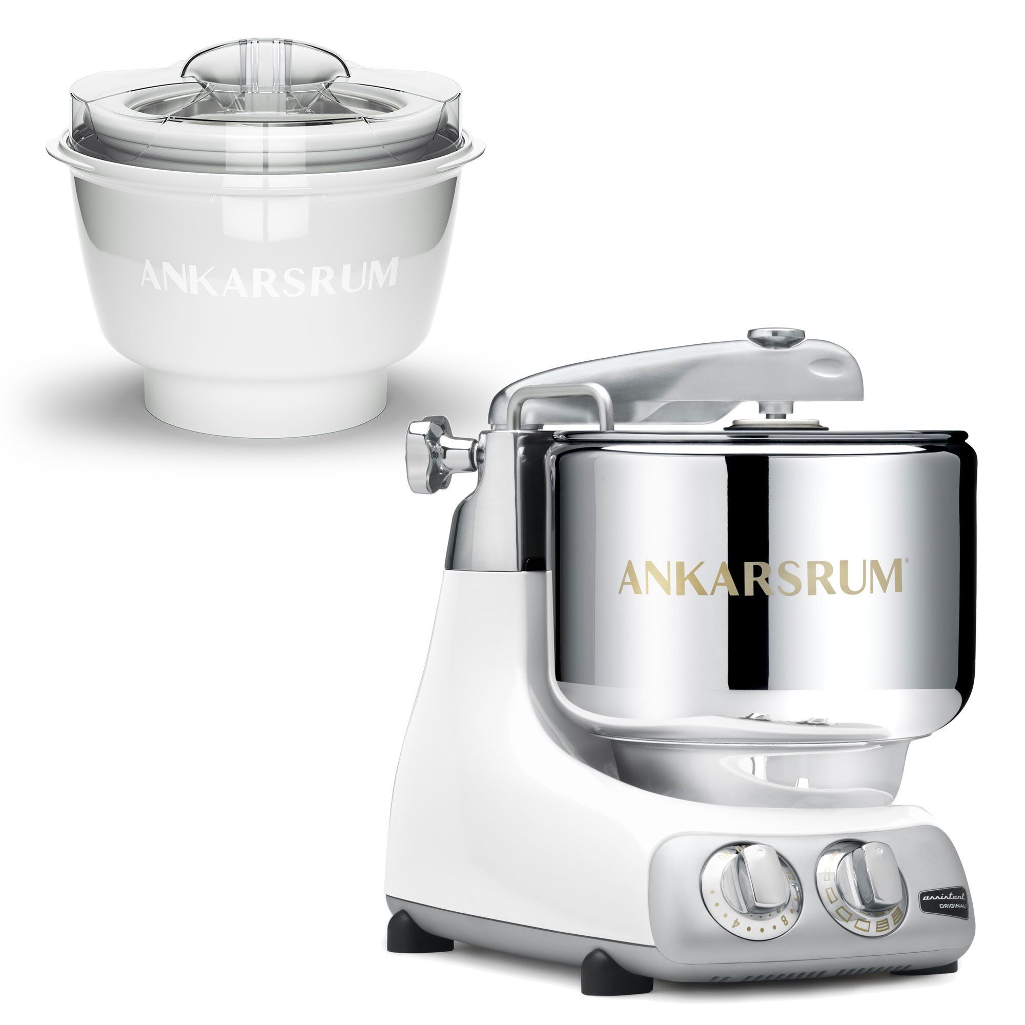 Ankarsrum AKM 6230 røremaskine med ismaskine, mineral white