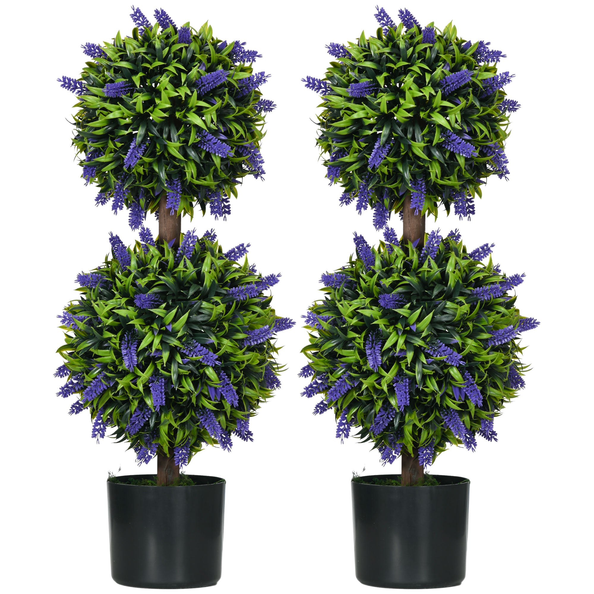 Sæt med 2 kunstige planter, uv-resistent kunstig plante i en urtepotte, 70 cm stueplante til stue, have
