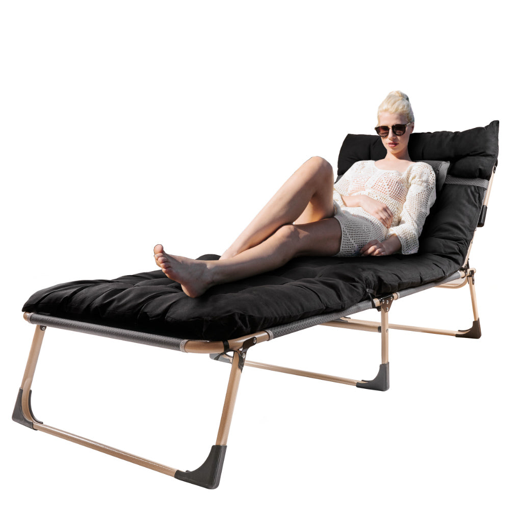 Foldeseng til camping 193 cm  -  med madras og pude