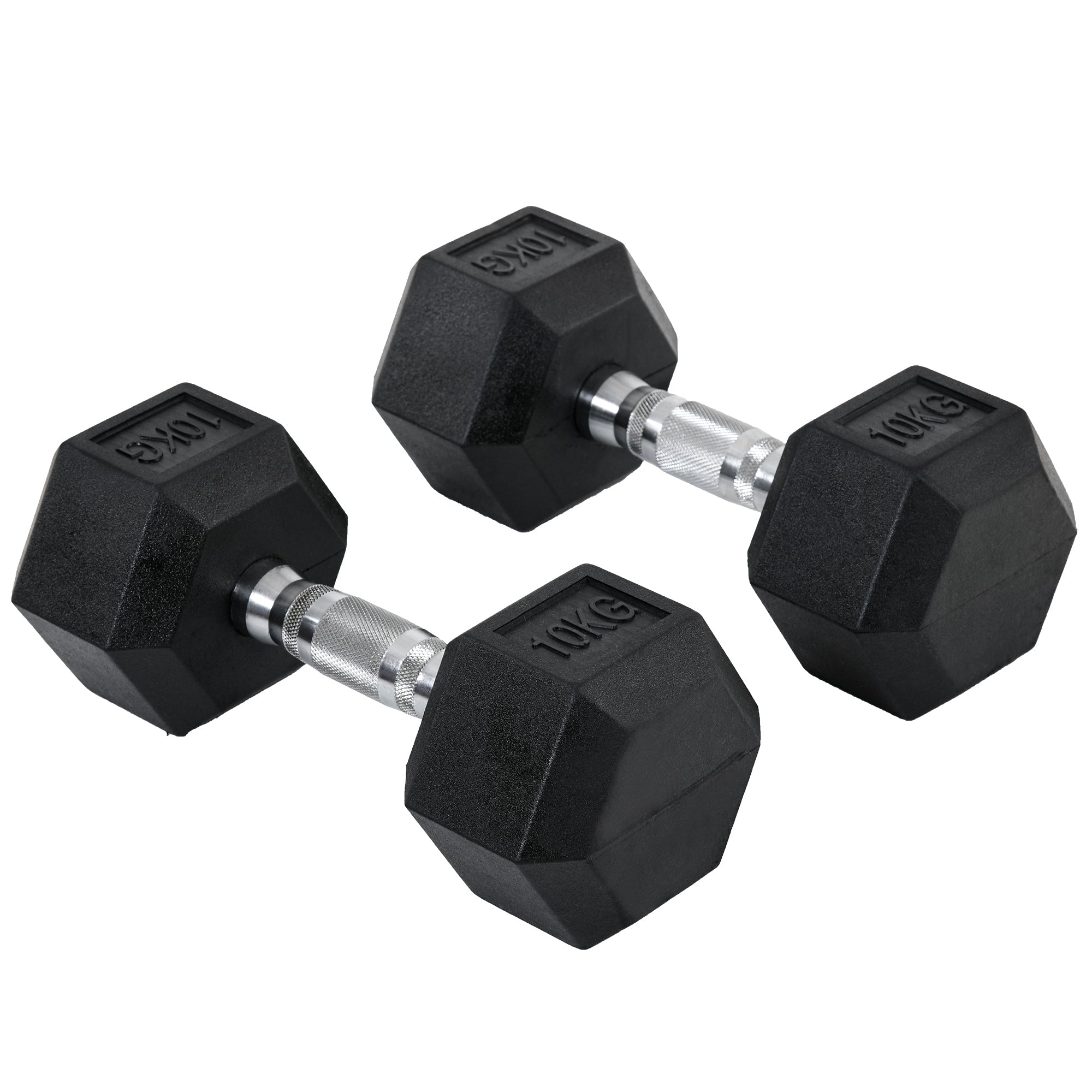 Sekskantede håndvægte, sæt med 2 håndvægte med riflede håndtag, støbejerns håndvægtsæt, 2 x 10 kg, håndvægte til mænd og kvinder, hjemme, fitnesscenter, styrketræning