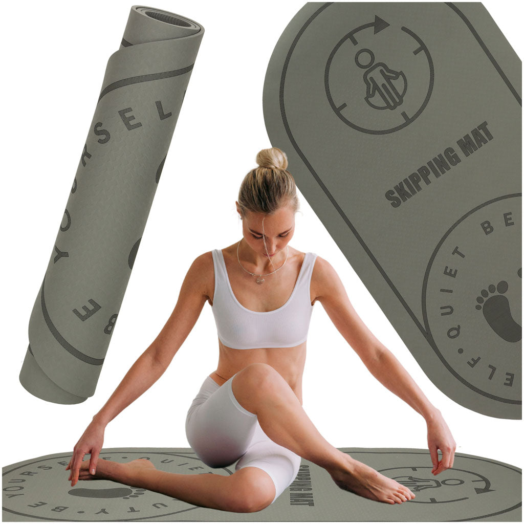 Yoga hoppemåtte lydisolerende skridsikker 127x63x0,6 cm sort