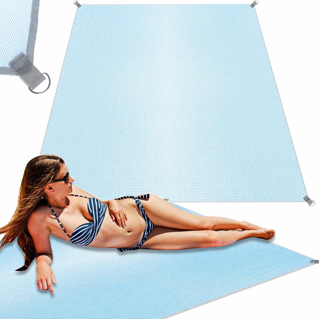 Strandmåtte, tæppe, sandfri, XXL, 200x200cm