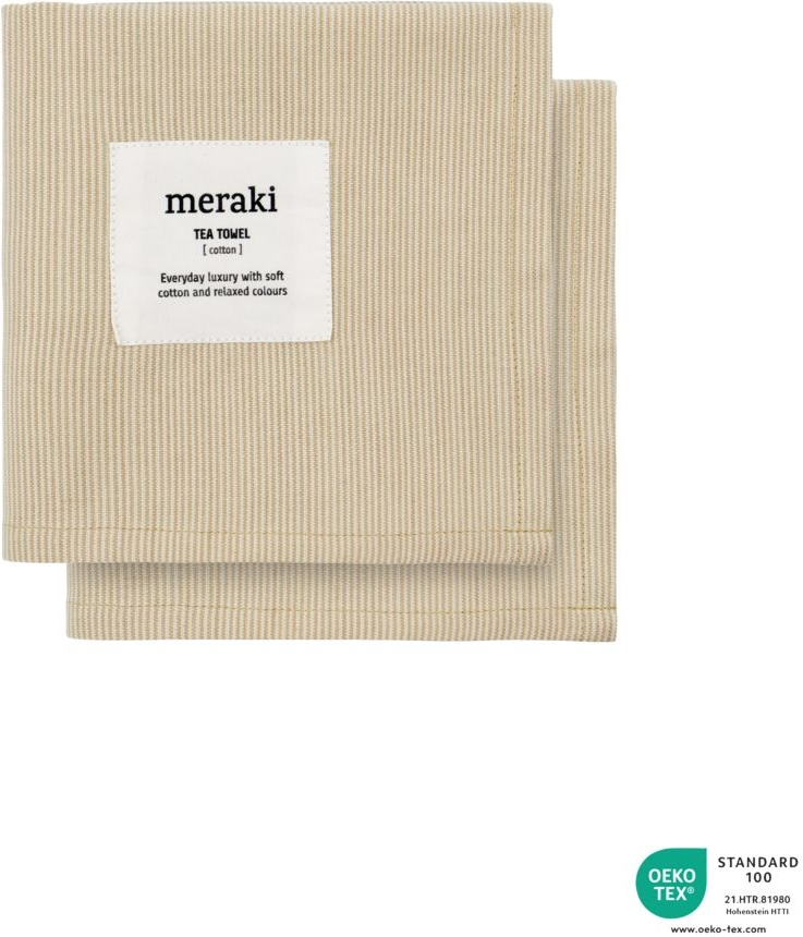 Meraki Verum 2-pak køkkenviskestykker Øko-Tex 100 bomuld 55x75 cm off white/beige