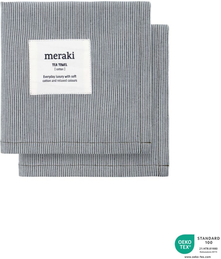 Køkkenviskestykke Meraki Verum ØKO-TEXÂ® bomuld 55 x 75 cm lys grå/armygrøn