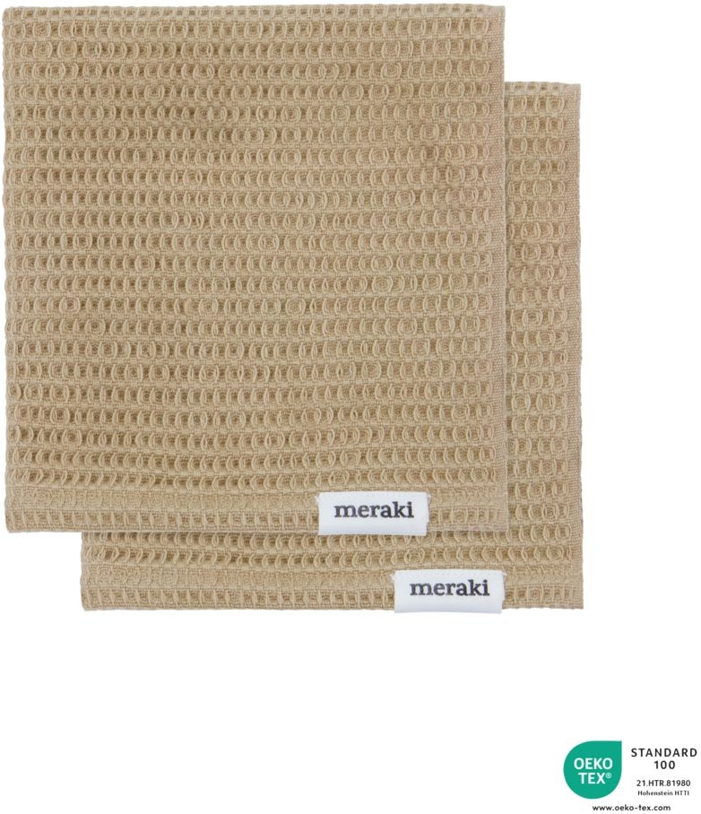 Opvaskeklud Meraki Pumila 2-pak 30x30 cm Safari beige  -  ØKO-TEXÂ® bomuld