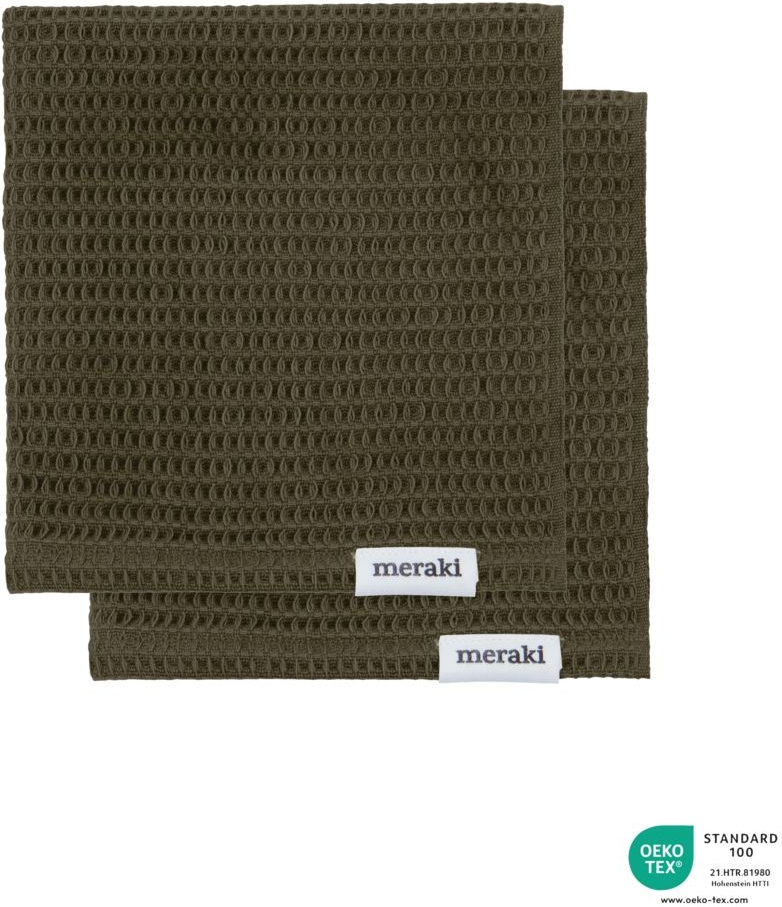 Opvaskeklud Meraki Pumila Armygrøn 30 x 30 cm ØKO-TEXÂ® Bomuld Vaffelstruktur