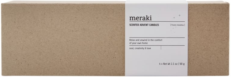 Adventsduftlys Meraki Frozen Meadow  -  brun soyavoks i glas 29Ã9,2Ã6,2 cm