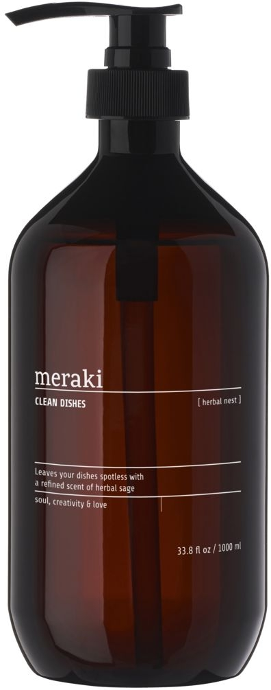 Opvaskemiddel Meraki Herbal Nest  -  svanemærket sort pumpeflaske