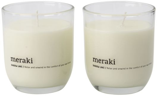 Duftlys Meraki Shadow Lake Ø7ÃH7,6 cm hvid  -  aromatisk stearinlys med beroligende duft